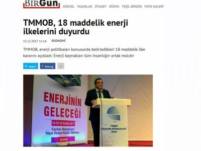 TMMOB, 18 MADDELİK ENERJİ İLKELERİNİ DUYURDU (BİRGUN.NET)