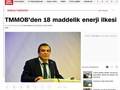 TMMOB`DEN 18 MADDELİK ENERJİ İLKESİ (CNNTURK.COM)