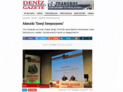 ADANA`DA `ENERJİ SEMPOZYUMU` (DENİZGAZETE.COM)