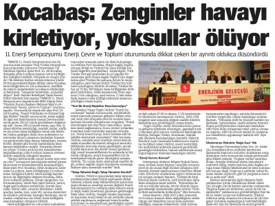 KOCABAŞ: ZENGİNLER HAVAYI KİRLETİYOR, YOKSULLAR ÖLÜYOR (5 OCAK)