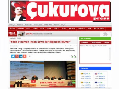 “YILDA 9 MİLYON İNSAN ÇEVRE KİRLİLİĞİNDEN ÖLÜYOR” (CUKUROVAPRESS.COM)