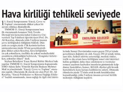 HAVA KİRLİLİĞİ TEHLİKELİ SEVİYEDE (GAZETTE)