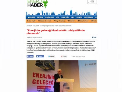 `ENERJİNİN GELECEĞİ ÖZEL SEKTÖR İNİSİYATİFİNDE OLMAMALI` (ENERJİHABER.COM)