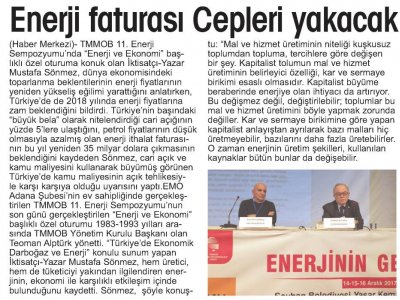 ENERJİ FATURASI CEPLERİ YAKACAK (ADANA TOROS)