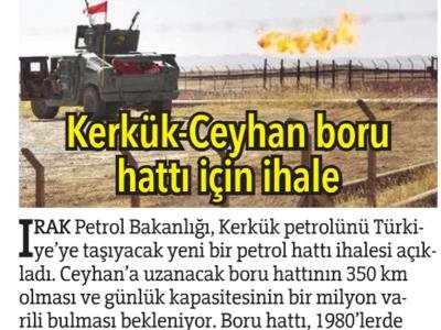 KERKÜK CEYHAN BORU HATTI İÇİN İHALE (HÜRRİYET)