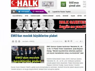EMO`DAN MESLEK BÜYÜKLERİNE PLAKET (HEDEF HALK.COM)