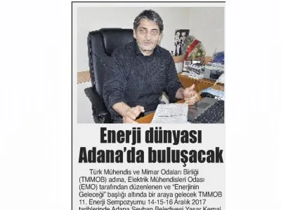 ENERJİ DÜNYASI ADANA`DA BULUŞACAK (ÇUKUROVA PRESS)