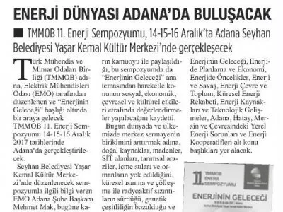 ENERJİ DÜNYASI ADANA`DA BULUŞACAK (DENİZLİ GAZETESİ)