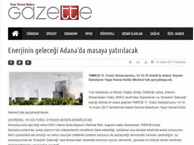 ENERJİNİN GELECEĞİ ADANA’DA MASAYA YATIRILACAK (GAZETTE.COM.TR)