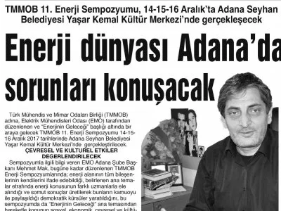 ENERJİ DÜNYASI ADANA`DA SORUNLARI KONUŞACAK (BÖLGE)