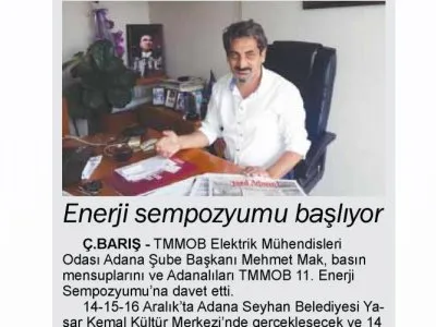 ENERJİ SEMPOZYUMU BAŞLIYOR (ÇUKUROVA BARIŞ)