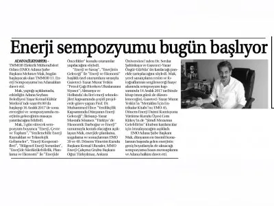 ENERJİ SEMPOZYUMU BUGÜN BAŞLIYOR (İLK HABER)