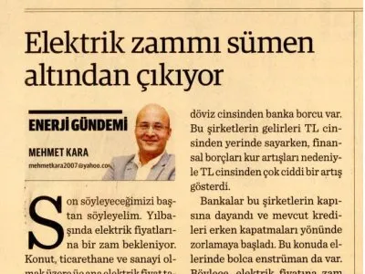 ELEKTRİK ZAMMI SÜMEN ALTINDAN ÇIKIYOR (MEHMET KARA- DÜNYA)