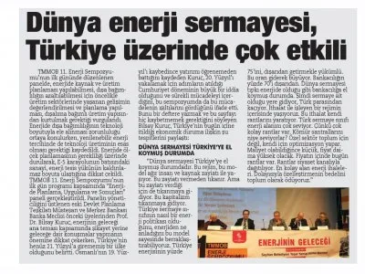 DÜNYA ENERJİ SERMAYESİ, TÜRKİYE ÜZERİNDE ÇOK ETKİLİ (5 OCAK)