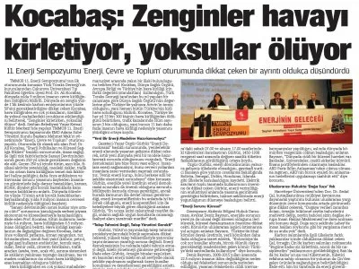 KOCABAŞ: ZENGİNLER HAVAYI KİRLETİYOR, YOKSULLAR ÖLÜYOR (5 OCAK)