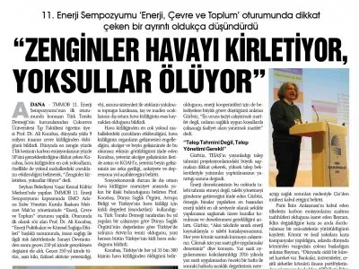 “ZENGİNLER HAVAYI KİRLETİYOR, YOKSULLAR ÖLÜYOR” (EGEMEN)