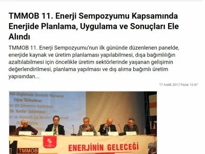 TMMOB 11. ENERJİ SEMPOZYUMU KAPSAMINDA ENERJİDE PLANLAMA, UYGULAMA VE SONUÇLARI ELE ALINDI (HABERLER.COM.TR)