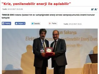 “KRİZ, YENİLENEBİLİR ENERJİ İLE AŞILABİLİR”(ADANAAHABER.COM)