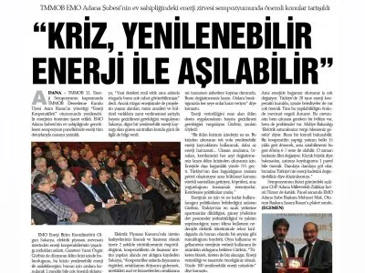 KRİZ, YENİLENEBİLİR ENERJİ İLE AŞILABİLİR (EGEMEN)