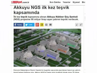 AKKUYU NGS İLK KEZ TEŞVİK KAPSAMINDA (MİLLİYET.COM.TR)