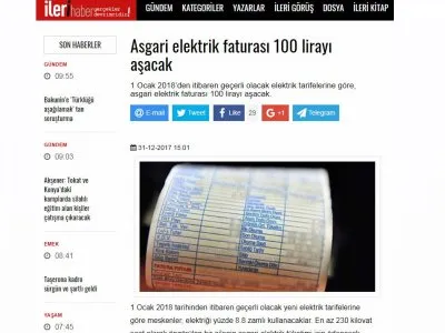 ASGARİ ELEKTRİK FATURASI 100 LİRAYI AŞACAK (İLERİHABER.ORG)