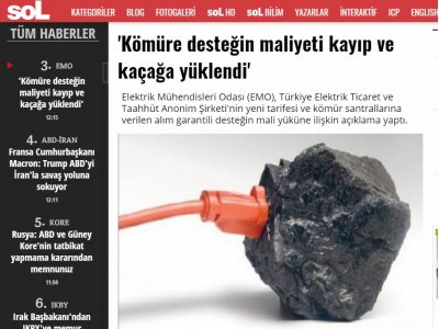 `KÖMÜRE DESTEĞİN MALİYETİ KAYIP VE KAÇAĞA YÜKLENDİ` (HABER.SOL.ORG.TR)
