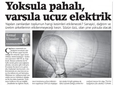 YOKSULA PAHALI, VARSILA UCUZ ELEKTRİK (KEMAL ULUSALER-BİRGÜN)
