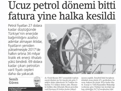 UCUZ PETROL DÖNEMİ BİTTİ FATURA YİNE HALKA KESİLDİ (BİRGÜN)