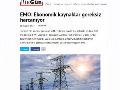 EMO: EKONOMİK KAYNAKLAR GEREKSİZ HARCANIYOR (BİRGUN.NET)