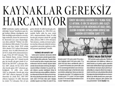 KAYNAKLAR GEREKSİZ HARCANIYOR (YENİ ASYA)