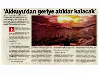 `AKKUYU`DAN GERİYE ATIKLAR KALACAK` (ÖZGÜRLÜKÇÜ DEMOKRASİ)