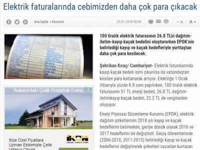 ELEKTRİK FATURALARINDA CEBİMİZDEN DAHA ÇOK PARA ÇIKACAK (GERCEKGUNDEM.COM)