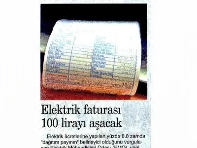 ELEKTRİK FATURASI 100 LİRAYI AŞACAK (9 EYLÜL)
