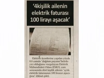 4 KİŞİLİK AİLENİN ELEKTRİK FATURASI 100 LİRAYI AŞACAK (İSTANBUL)