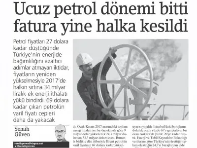 UCUZ PETROL DÖNEMİ BİTTİ FATURA YİNE HALKA KESİLDİ (BİRGÜN)