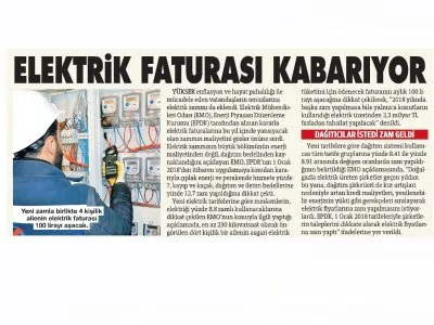 ELEKTRİK FATURASI KABARIYOR (SÖZCÜ)