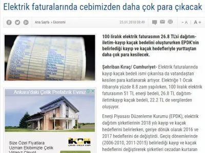 ELEKTRİK FATURALARINDA CEBİMİZDEN DAHA ÇOK PARA ÇIKACAK (GERCEKGUNDEM.COM)
