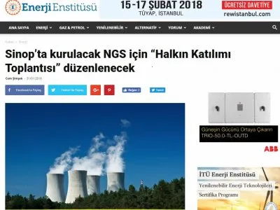 SİNOP’TA KURULACAK NGS İÇİN “HALKIN KATILIMI TOPLANTISI” DÜZENLENECEK (ENERJİENSTİTUSU.COM)