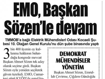 MAVİ KOCAELİ: EMO, BAŞKAN SÖZENLE DEVAM