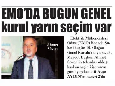 ÇAĞDAŞ KOCAELİ: EMODA BUGÜN GENEL KURUL YARIN SEÇİM VAR