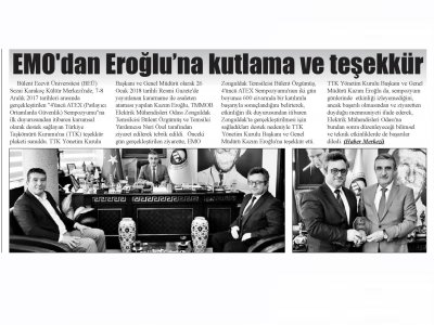 ZONGULDAK PUSULA : EMODAN EROĞLUNA KUTLAMA VE TEŞEKKÜR
