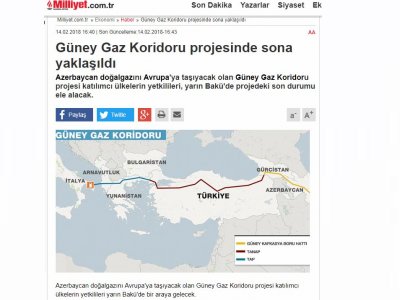 GÜNEY GAZ KORİDORU PROJESİNDE SONA YAKLAŞILDI (MİLLİYET.COM.TR)