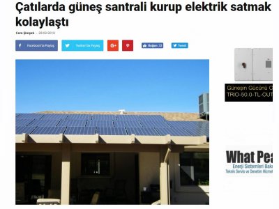 ÇATILARDA GÜNEŞ SANTRALİ KURUP ELEKTRİK SATMAK KOLAYLAŞTI (ENERJİENSTİTUSU.COM)