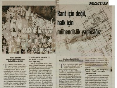 TMMOB BİZİZ VE BİZE SAHİP ÇIKMAK ZORUNDAYIZ (GÜNLÜK EVRENSEL)