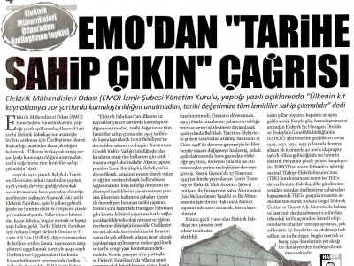 EMO`DAN `TARİHE SAHİP ÇIK` ÇAĞRISI (YENİ BAKIŞ)