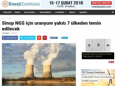 SİNOP NGS İÇİN URANYUM YAKITI 7 ÜLKEDEN TEMİN EDİLECEK (ENERJİENSTİTUSU.COM)