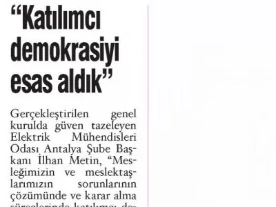 KATILIMCI DEMOKRASİYİ ESAS ALDIK (ANTALYA SON HABER-08.02.2018)