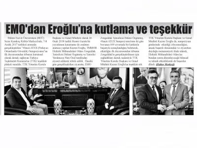 ZONGULDAK PUSULA : EMODAN EROĞLUNA KUTLAMA VE TEŞEKKÜR