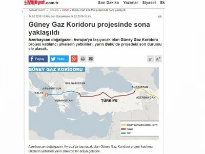 GÜNEY GAZ KORİDORU PROJESİNDE SONA YAKLAŞILDI (MİLLİYET.COM.TR)