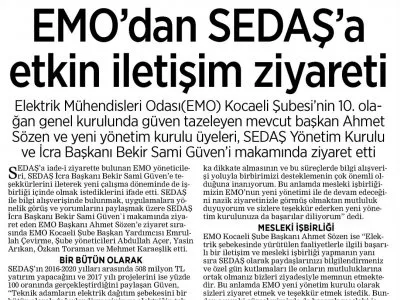 DEMOKRAT KOCAELİ: EMO‘DAN SEDAŞ‘A ETKİN İLETİŞİM ZİYARETİ